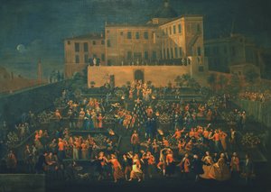 Mozzatorefest i Palazzo Rospigliosi trädgård 1740, ca 1740 av Giovanni Reder