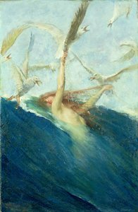 En sjöjungfru som mobbas av måsar av Giovanni Segantini