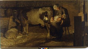 Båda mammorna. Målning av Giovanni Segantini (1858 - 1899). 1889. H/T, 157x280 cm. Civic Gallery of Modern Art, Milano. av Giovanni Segantini