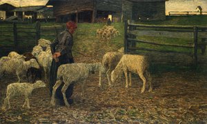 Gå tillbaka till vecket, av Giovanni Segantini (1858-1899) av Giovanni Segantini