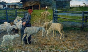 Gå tillbaka till stallet. 1888 av Giovanni Segantini