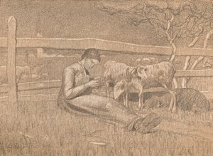 Herdinnan, c1888 av Giovanni Segantini