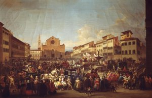 Karnevalen i Florens på Piazza Santa Croce