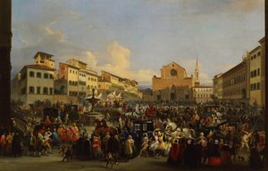Piazza Santa Croce i Florens under karnevalen