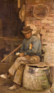 Porträtt av Macon (Porträtt av en murare) Målning av Giovanni Sottocornola (1855-1917) 1891 Privatsamling