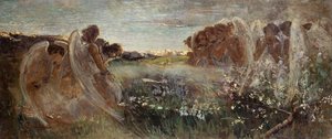 Änglarnas bön, av Giovanni Sottocornola (1855-1917), olja på duk, 54x128,5 cm