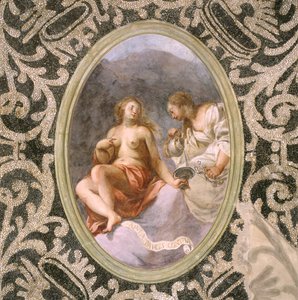 Kvinnliga figurer, tak i grottan av Giovanni Stefano Danedi