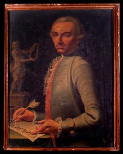 Porträtt av den österrikiska kompositören och harpisten Christian Joseph Lidarti (1730-1793) Målning av Giovanni Stella. 1700-talet. Bologna, Civic museum Bibliografiska museet av Giovanni Stella