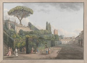 Palazzo Colonnas trädgård, ca. 1780. Skapare: Giovanni Volpato, Louis Ducros. av Giovanni Volpato, Louis Ducros