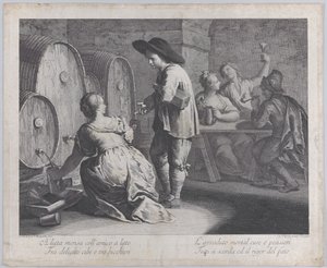 En barmaid fyller muggar..., 1760-70. av Giovanni Volpato