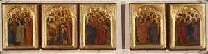 Predella, Polyptyk av helgon, jungfrur och martyrer (tempera på panel) av Giovanni da Milano