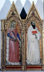 SS. Katarina av Alexandria och Bernardo, detalj från en polytyk av Giovanni da Milano