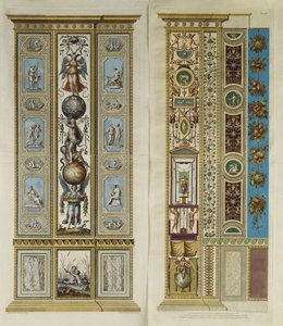 Arabeskdekorationer i Vatikanens loggia (färgad gravyr) av Giovanni da Udine (after)