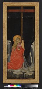 Maria Magdalena omfamnar korset, omvänd (tempera & guld på panel)