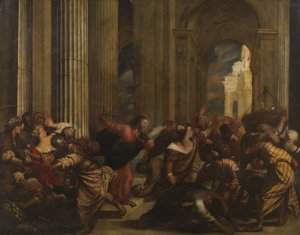 Kristus driver penninglångarna från templet, c.1575-90
