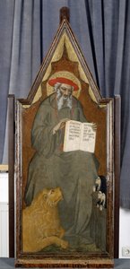 S:t Hieronymus med lejon och tre bedjande nunnor, ca 1360 (tempera på poppelträ)