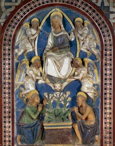 Jungfruns antagande, Majolica av Giovanni della Robbia (1469-1529), Magistratpalatset Palazzo Pretorio, tidigare grevarna Guidi, Poppi, Toscana, Italien