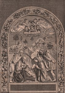 Nativity av Giovanni della Robbia (1469-1529 eller 1530), Pinacoteca di Citta di Castello, Umbrien, Italien, träsnitt från Le cento citta d