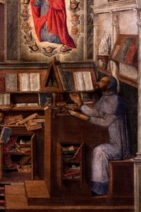 Sankt Hieronymus framträder för Sankt Augustinus, ca 1505-1510 (olja och tempera på duk)