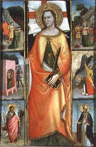 St. Reparata, med scener av martyrskap och SS. Johannes Döparen och Nicolas (tempera på panel)