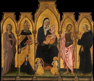 Madonna och barn med heliga, 1454. av Giovanni di Paolo