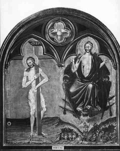 Christ Suffering and Christ Triumphant (tempera på panel) (s/v foto)