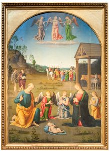 The Adoration of the Magi (olja på trä) av Giovanni di Pietro (c.1450 1529)