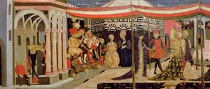 Framsida av Adimari Cassone, detalj av vänster sektion, c.1450 tempera på paneldetalj av 80304