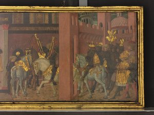 Berättelsen om Trajanus och änkan, detalj av en panel från en kassett, ca 1450 (tempera på panel) av Giovanni di Ser Giovanni Scheggia