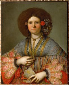 Porträtt av en venetiansk dam (målning på duk) av Girolamo Forabosco