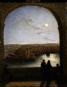 Inne i befästningarna, Valetta- View from an Arch by Night
