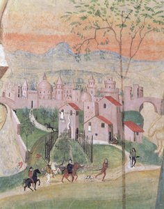 Utsikt över staden Prato, detalj från korsfästelsen, från kapitelhuset, 1509 av Girolamo Ristori