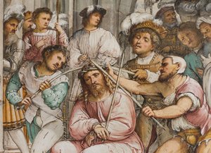Centralskepp, fjärde sydspann, törnkröning, Girolamo Romanino av Girolamo Romanino