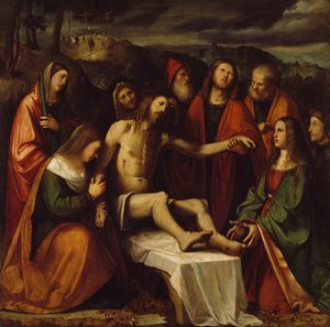Pieta av Girolamo Romanino (ca 1484-efter 1562), olja på duk av Girolamo Romanino