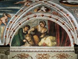 Berättelsen om Judith och Holofernes, Detalj av fresker av Girolamo Romanino (ca 1484-efter 1559), beställd av Bernardo Clesio