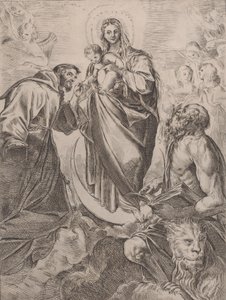 Jungfrun med heliga Hieronymus och Franciskus, 1660-80. av Girolamo Rossi