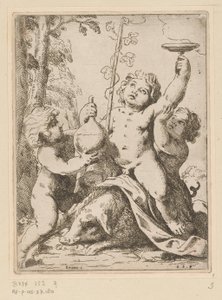 Bacchanal med tre ungdomar av Girolamo Scarselli