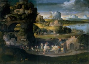 Landskap med magiker, ca. 1525.