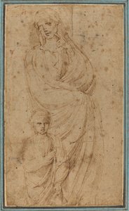 Två figurer av Girolamo da Carpi