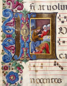 Decoree brevpapper föreställande Maria Magdalena vid Jesu fötter Miniatyr av Girolamo da Cremona (aktivt omkring 1451-1483) och Liberale da Verona (1445-1529) från en kör (Cod. 22/7. c.15v) från katedralen i Siena . 1400-talets katedral (Duomo) av