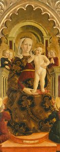 Enthroned Madonna (målning) av Girolamo di Giovanni di Camerino