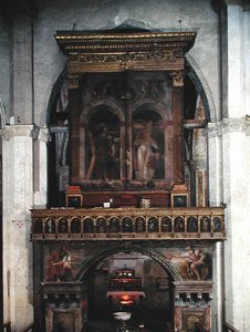 Orgel av St. Andrea, 1525 (olja och bladguld på trä) av Girolamo di Romana