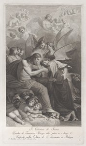 Kristus ger den heliga värden till den knästående heliga Katarina av Siena..., 1750-1812.