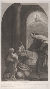Saint Anne knäböjer och håller jungfrun..., 1760-1800.