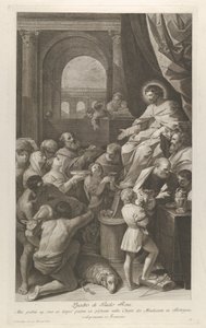 Saint Job sitter till höger och tar emot folkets gåvor..., ca. 1760-1800.