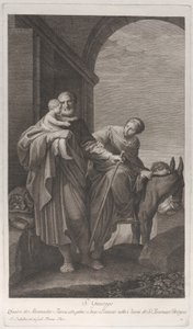 Saint Joseph bar Kristusbarnet på flykten till Egypten, 1760-1800.