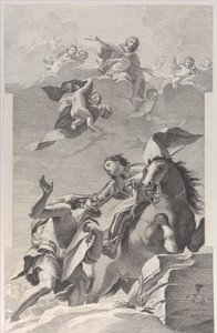 Sankt Martin, till häst, ger sin mantel till en tiggare..., 1760-1800.