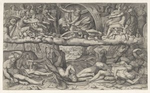 Slaget om gudar och jättar La lotta fra dei e gigantiska av Giulio Bonasone (attributed to)