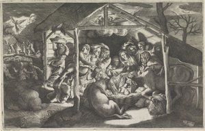 Tillbedjan av herdarna av Giulio Bonasone