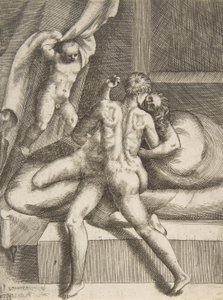 Apollo och Leucothea, från "The Loves of the Gods", ca. 1531-76. av Giulio Bonasone